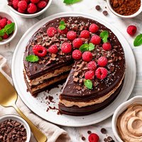 Chocolate Raspberry Torte with Mocha Cream Filling