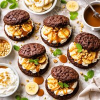 Chocolate Shortcakes with Bananas and Caramel