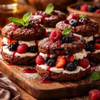 Chocolate Shortcakes with Mixed Berries and Raspberry Sauce