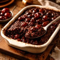 Chocolate Spoon Cake with Cognac Cherries
