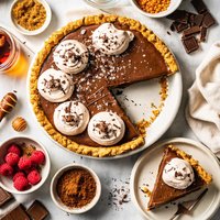 Chocolate Tofu Pie with Brown Sugar Bourbon Cream