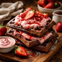 Chocolate Waffles with Strawberry Cream