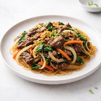 Chop Chae Korean Mixed Vegetables with Beef and Noodles