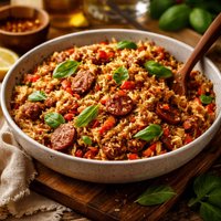Chorizo and Basil Pilaf
