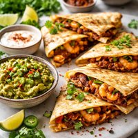 Chorizo and Shrimp Quesadillas with Smoky Guacamole