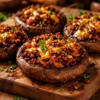 Chorizo Cheddar Stuffed Portabella Caps