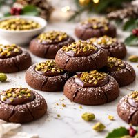 Christmas Chocolate Pistachio Thumbprints