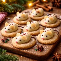 Christmas Mice on Shortbread