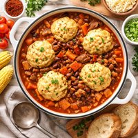 Chuck Wagon Stew with Cornmeal Dumplings