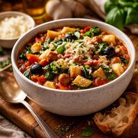 Chunky Mediterranean Pasta Soup