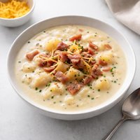 Chunky Potato Cheddar Soup with Canadian Bacon