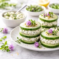 Chvre Scapes and Cucumber Tea Sandwiches Bread Free