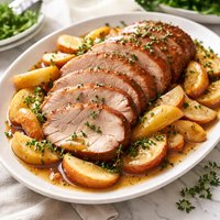 Cider Braised Pork Loin with Sauteed Apples