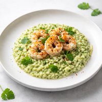 Cilantro Cream Risotto with Shrimp