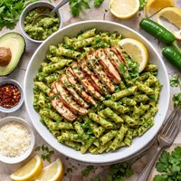 Cilantro Serrano Pesto with Grilled Chicken and Penne