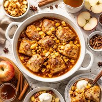 Cinnamon Dumplings with Apple Cider Syrup