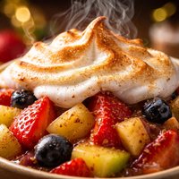 Cinnamon Fruit Salad Under a Cloud of Meringue