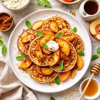 Cinnamon Peach Cottage Cheese Pancakes