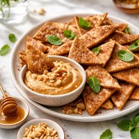 Cinnamon Pita Crisps with Peanut Honey Dip