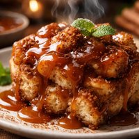 Cinnamon Toast Pudding with Caramel Sauce