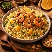 Citrus Macadamia Couscous with Grilled Shrimp