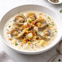 Clam Corn Chowder Lower Fat Version