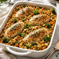 Classic One Dish Chicken Stuffing Bake with Vegetables