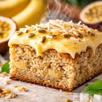 Coconut Banana Cake with Passionfruit Frosting