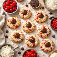 Coconut Cherry Chocolate Kiss Cookies