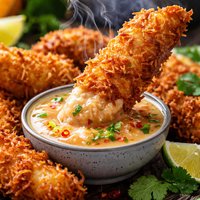 Coconut Chicken Tenders with Maui Wowee Dipping Sauce