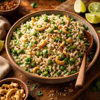 Coconut Cilantro Rice with Peas and Cashews