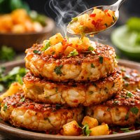 Coconut Curry Shrimp Cakes W Papaya Lime Sauce