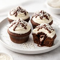Coconut Fudge Filled Cupcakes
