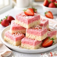 Coconut Ice with Strawberries