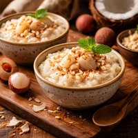 Coconut Lychee Rice Pudding