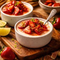 Coconut Milk Panna Cotta with Ginger Lime Strawberries