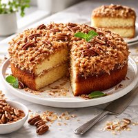 Coconut Pecan Cake with Broiled Frosting
