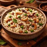Coconut Rice Erupting with Spices Nuts Peas