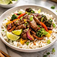 Coconut Rice with Beef Stir Fry