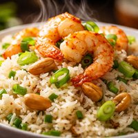 Coconut Rice with Scallions Peanuts and Shrimp