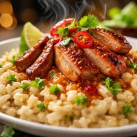 Coconut Risotto with Red Curry Duck