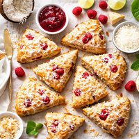 Coconut Scones with Raspberry or Cherry