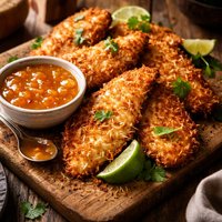 Coconut Tilapia with Apricot Dipping Sauce