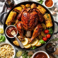Cola Barbecued Beer Can Chicken