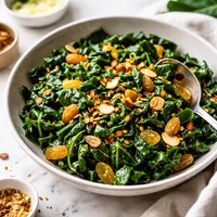 Collard Greens Golden Raisin and Almond Saute