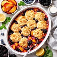 Common Grill Peach Blueberry and Blackberry Cobbler