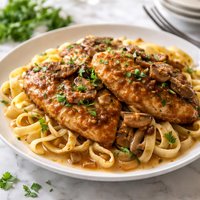 Company Chicken Marsala with Fettucine