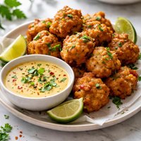 Conch Fritters with Coconut Lime Curry Dipping Sauce