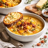 Cooking Light Golden Winter Soup with Gruyere Toasts