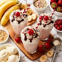 Cool and Creamy Banana Split Shakes